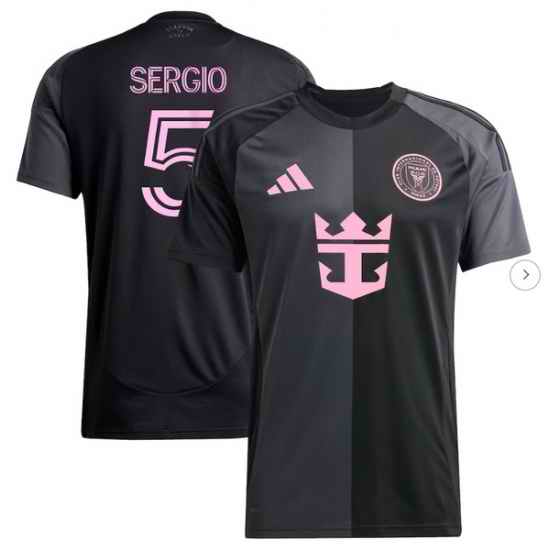 Men's Inter Miami CF Sergio Busquets adidas Black 2025 The Fortitude Kit Replica Player Jersey